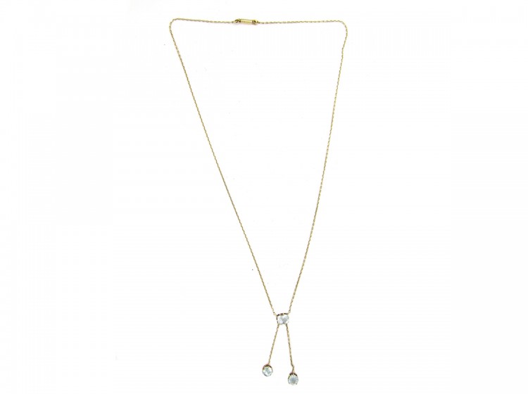 Russian Double Drop 14ct Gold Aquamarine Pendant