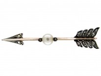 Diamond & Natural Pearl Arrow Brooch