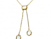 Russian Double Drop 14ct Gold Aquamarine Pendant