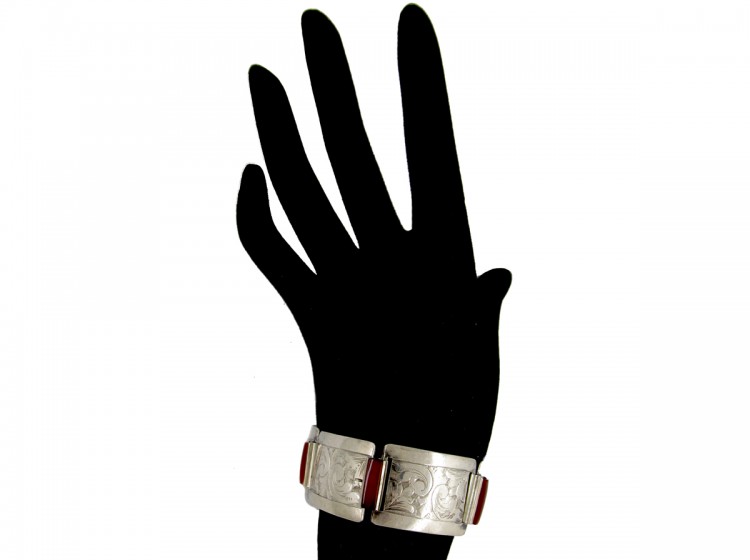 Silver & Cornelian Art Deco Bracelet
