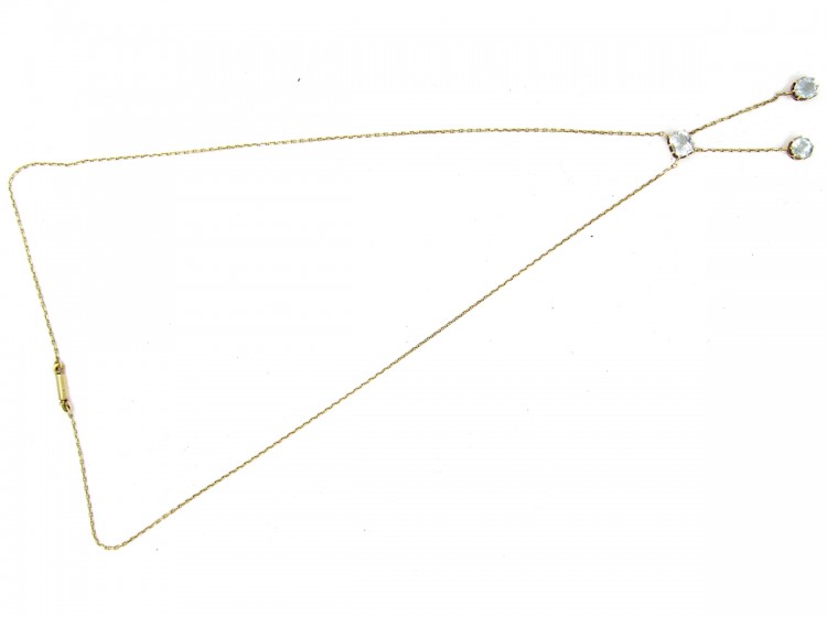 Russian Double Drop 14ct Gold Aquamarine Pendant