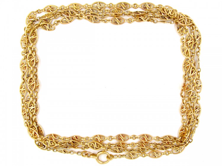 French 18ct Gold Long Guard Chain