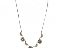 Silver & Marcasite Flowers Necklace