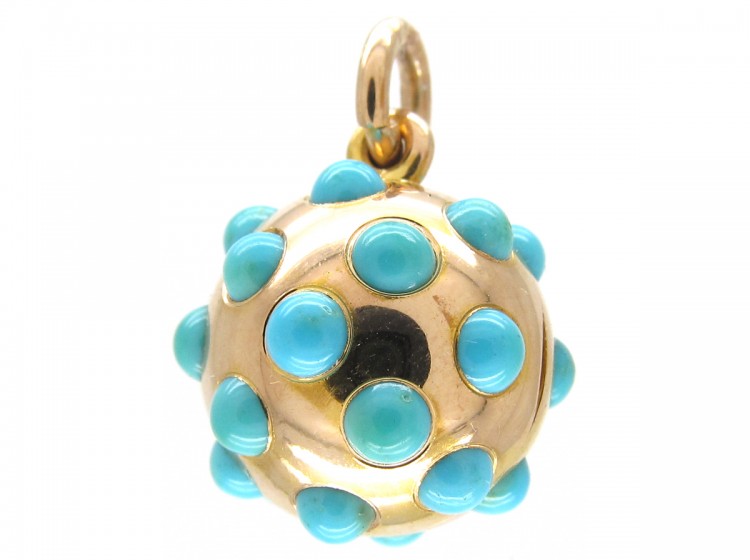 Edwardian Turquoise Set 15ct gold Ball Locket