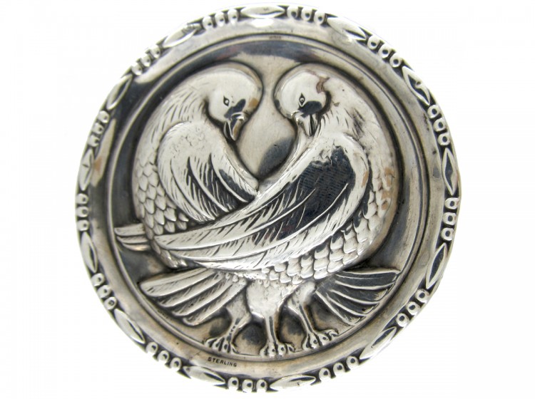 Silver Lovebirds Brooch