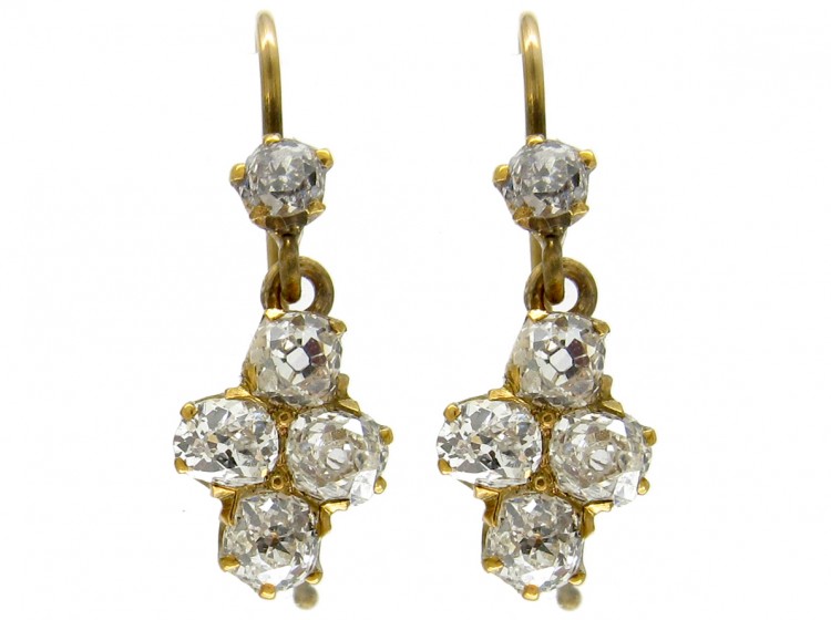 Victorian Diamond 18ct Gold Drop Earrings