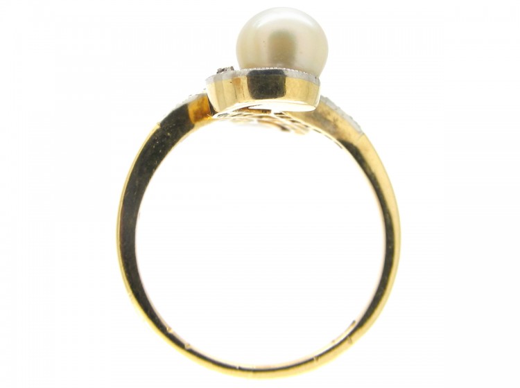 Art Nouveau Diamond & Natural Pearl Ring