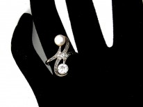 Art Nouveau Diamond & Natural Pearl Ring