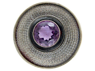 Silver & Amethyst Target Brooch