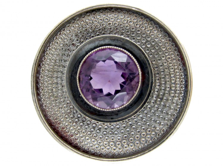 Silver & Amethyst Target Brooch