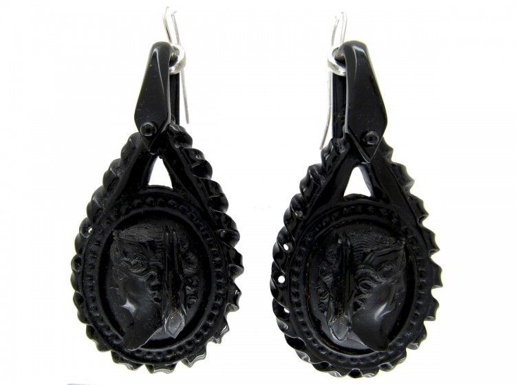 Large Victorian Jet Earrings