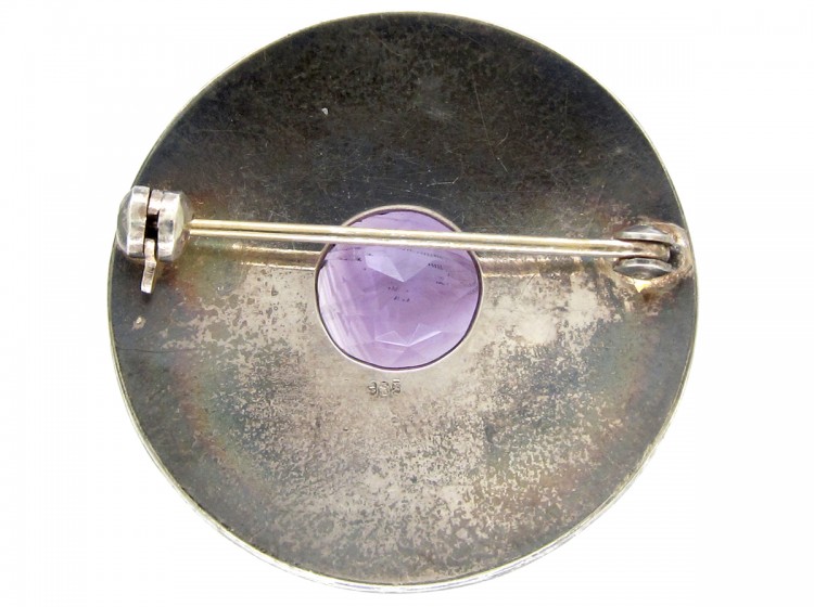 Silver & Amethyst Target Brooch
