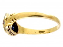 Diamond Ruby & Sapphire Double Heart Ring
