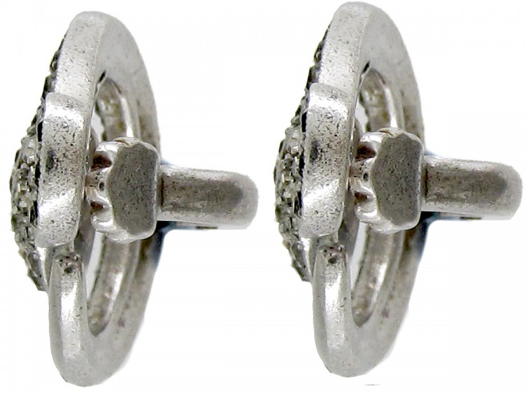 Silver Clip on Paste Art Deco Earrings