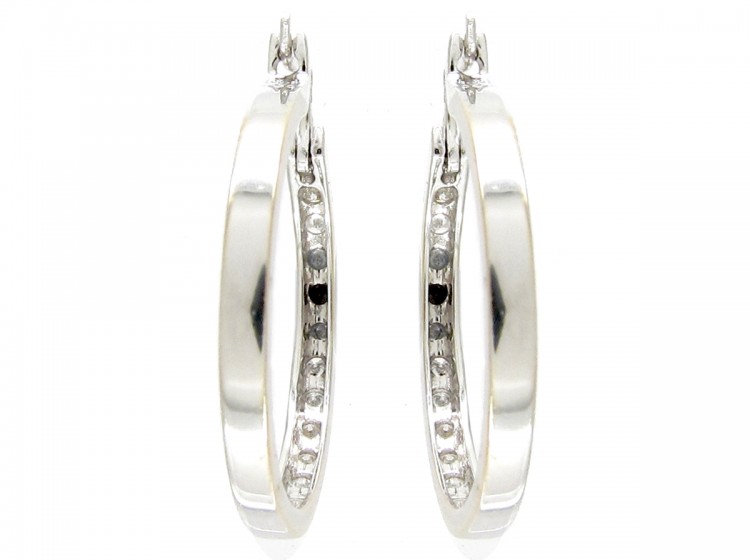 Diamond 18ct White Gold Hoop Earrings