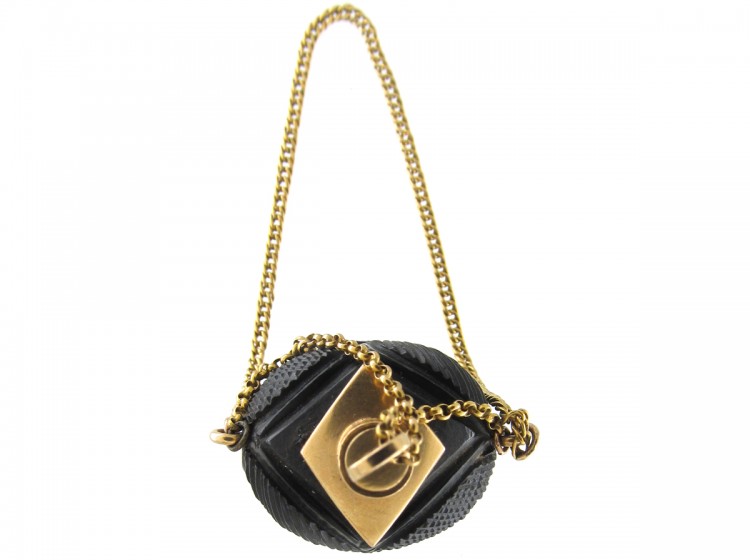 Carved Nut Gold Scent Bottle Pendant