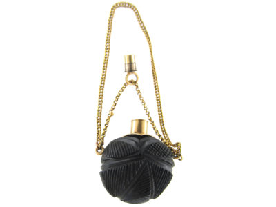 Carved Nut Gold Scent Bottle Pendant