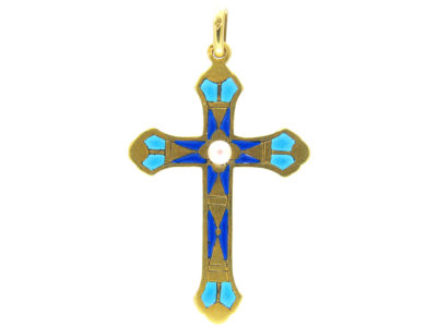 Plique-à-Jour 18ct Gold Cross