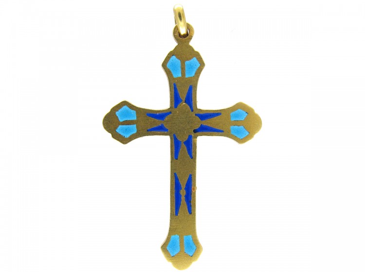 Plique-à-Jour 18ct Gold Cross