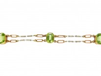 Peridot & Pearl Platinum 15ct Gold Bracelet