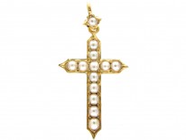 15ct Gold & Natural Split Pearl Cross