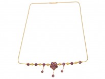 Murrle Bennett 9ct Gold & Garnet & Natural Split Pearls Necklace