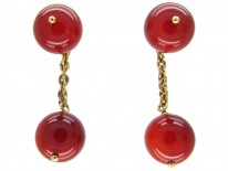Carnelian Bead 18ct Gold Cufflinks