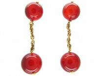 Carnelian Bead 18ct Gold Cufflinks