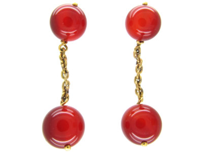 Carnelian Bead 18ct Gold Cufflinks