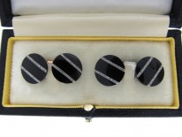 Art Deco Platinum & 18ct Gold, Onyx & Rose Diamond Cufflinks