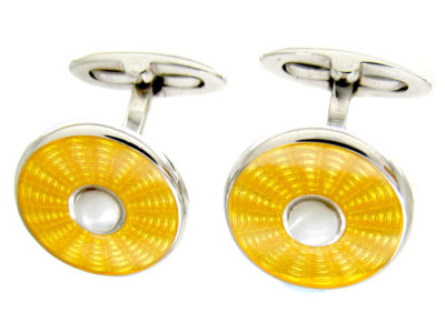 Silver & Yellow Enamel Cufflinks