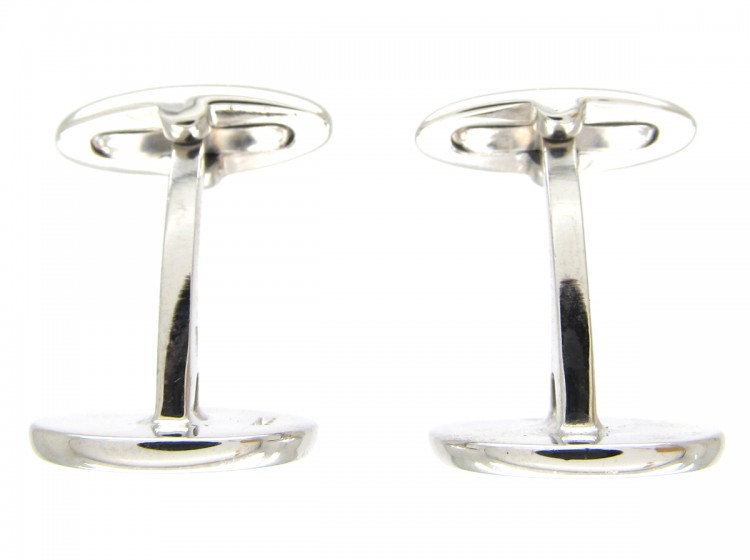 Silver & Yellow Enamel Cufflinks