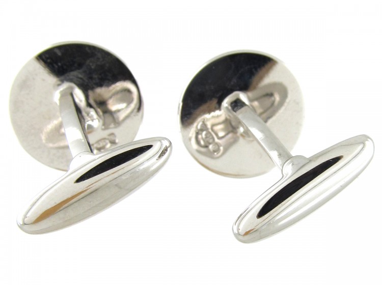 Silver & Yellow Enamel Cufflinks