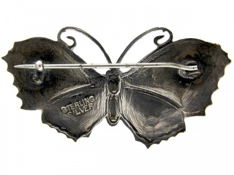 Green & Blue Enamel Butterfly Brooch