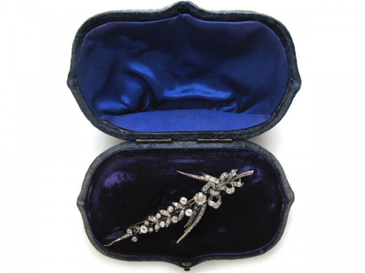 Large Diamond Spray Brooch in Original Case