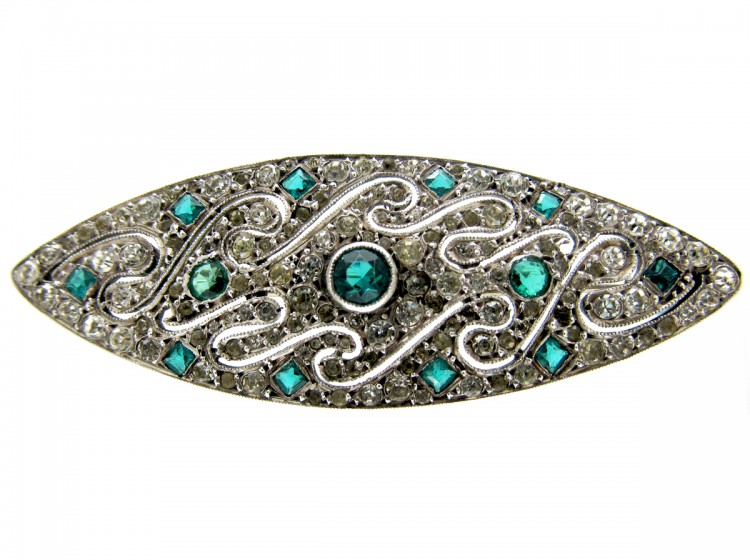 Art Deco Silver & Paste Brooch
