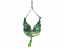 Art Nouveau Silver & Enamel Wings Pendant