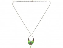 Art Nouveau Silver & Enamel Wings Pendant