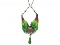 Art Nouveau Silver & Enamel Wings Pendant