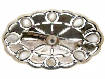Large Silver Marcasite, Emerald & Ruby Art Deco Brooch Pendant