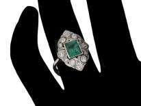 Emerald & Diamond Art Deco Ring