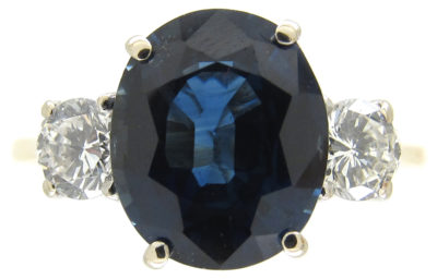 Sapphire & Diamond Three Stone Ring
