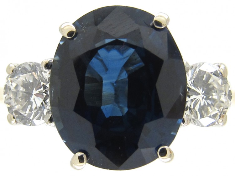 Sapphire & Diamond Three Stone Ring