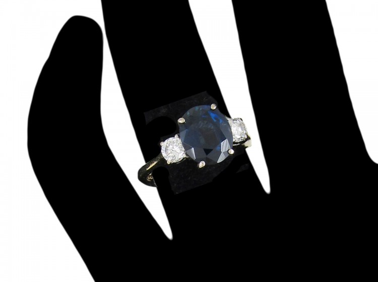 Sapphire & Diamond Three Stone Ring