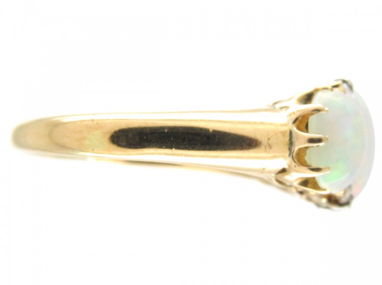 Victorian Opal & Diamond Three Stone Ring