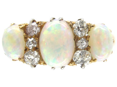 Victorian Opal & Diamond Three Stone Ring