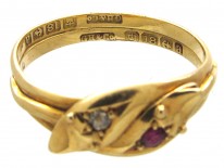 Edwardian Ruby & Diamond Double Snake Ring