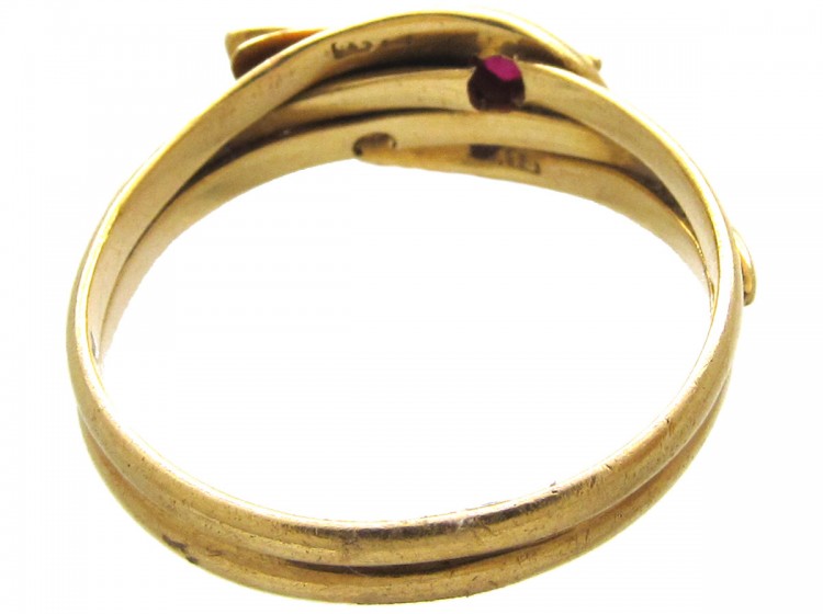 Edwardian Ruby & Diamond Double Snake Ring