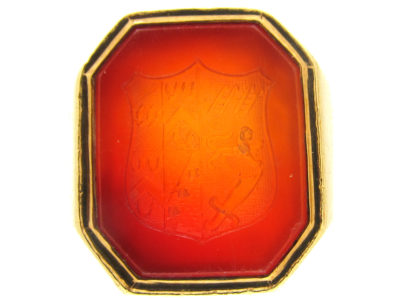 Large 18ct Gold Carnelian Signet Ring