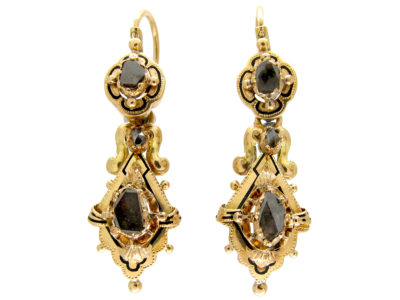 Georgian Rose Diamond Gold Earrings